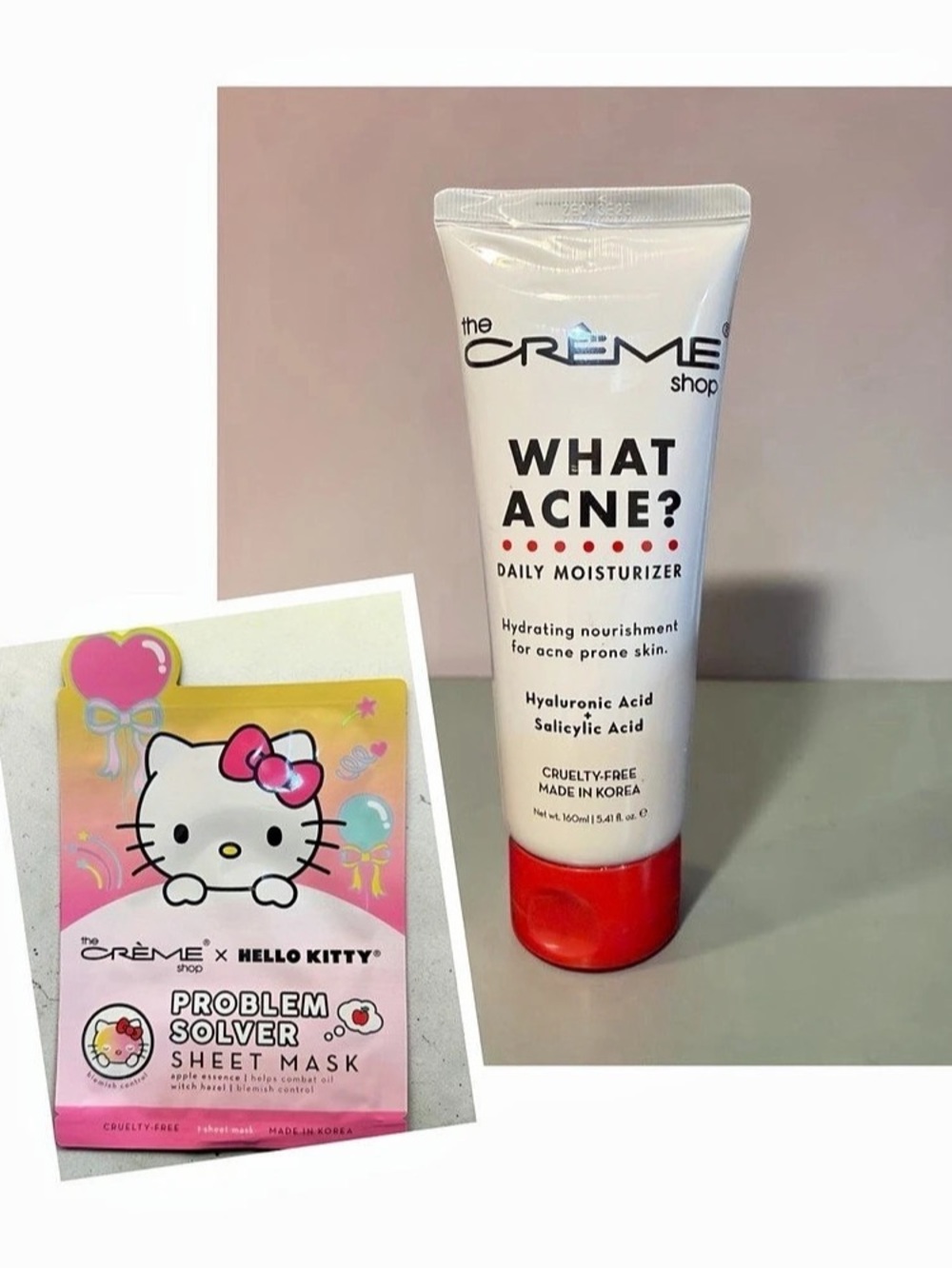 The Creme Shop What Acne? Daily Moisturizer and Hello Kitty Problem Solver Sheet